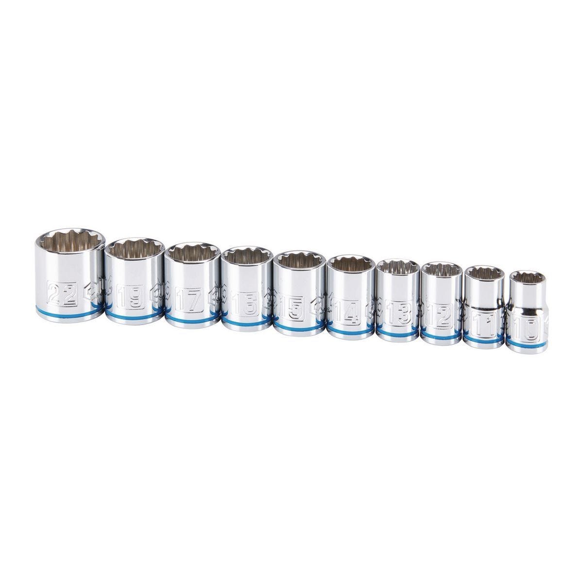 Juego de dados cromados métricos de 10 piezas para llave de 3/8 pulgadas | 64213