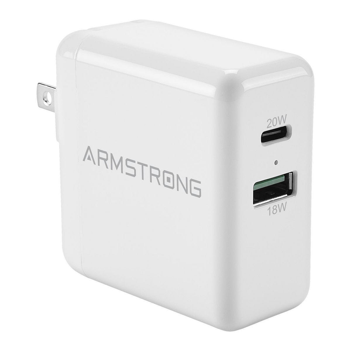 Cargador rápido de pared dual puerto PD de 38 watts con USB-C y USB-A