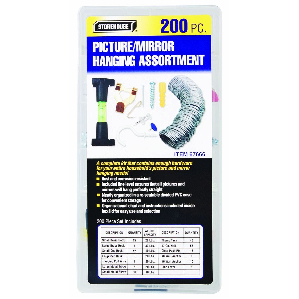 Kit de colgadores para cuadros y espejos de 200 piezas | 67666