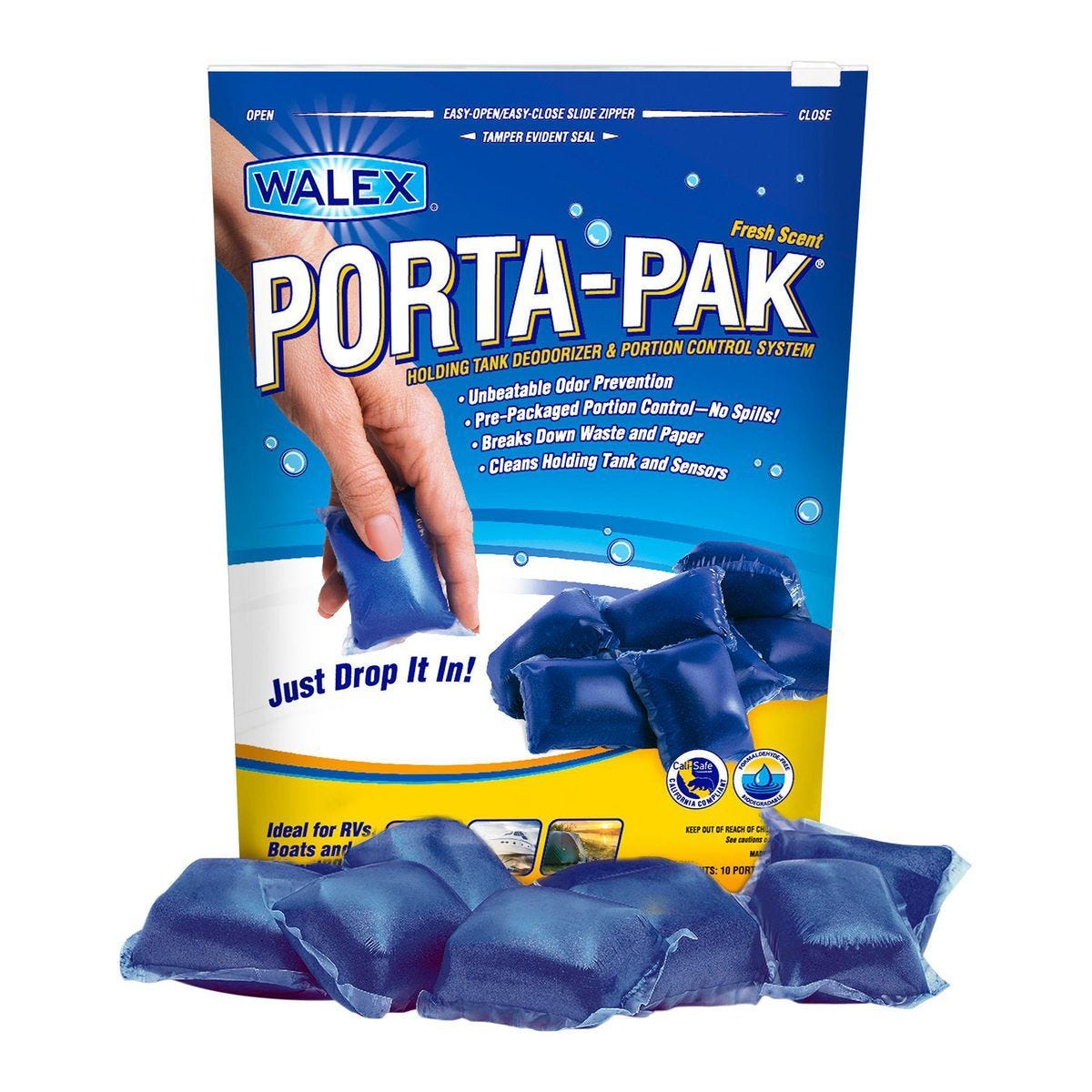 Desodorizante para tanques de retención con aroma fresco PORTA-PAK, paquete de 10 unidades | 72131